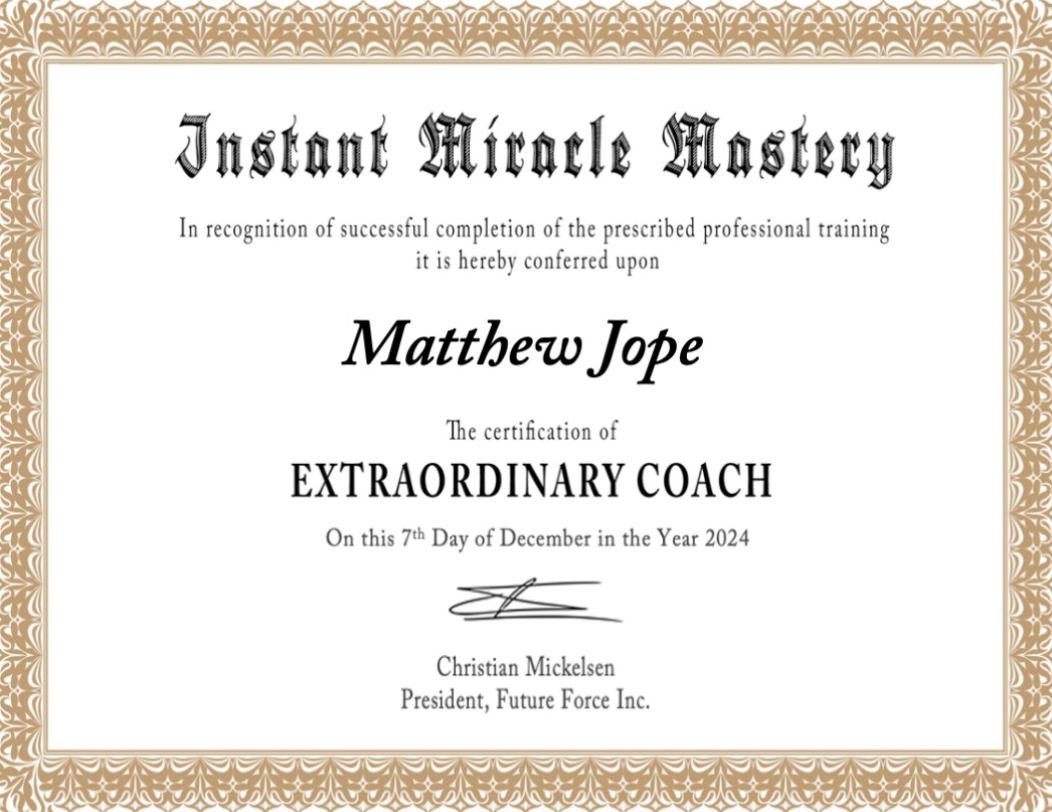 Instant Miracle Mastery certification