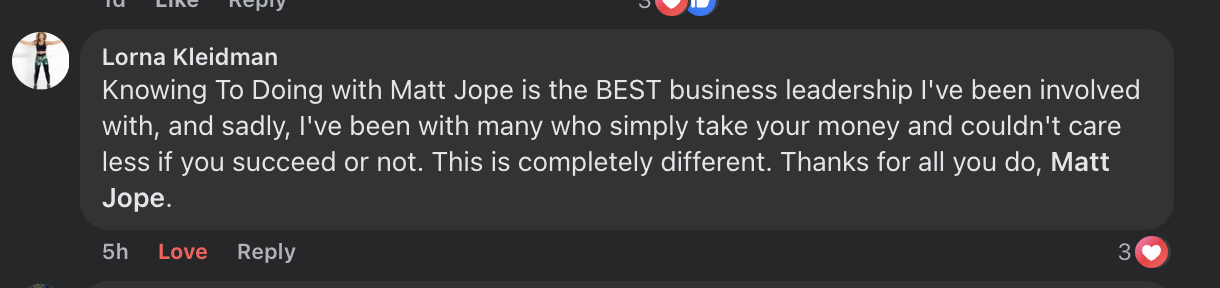 Member comment from Lorna Kleidman
